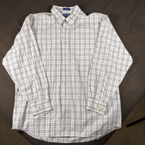 Pendleton Other - Pendleton Mens XL Plaid Button Down Shirt White Burgundy Long Sleeve Casual
